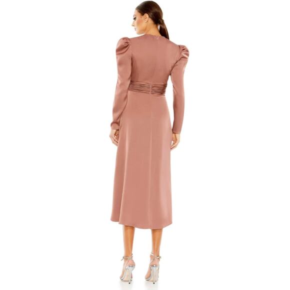 Mac Duggal 26936 High Neck Slit Long Sleeve Midi Dress 6 - Picture 10 of 10